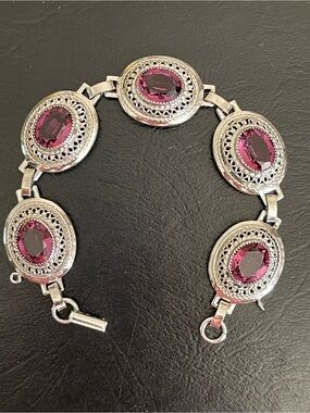 Danecraft sterling silver simulated amethyst bracelet.